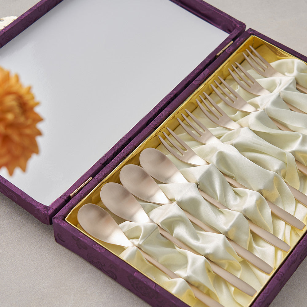 Brass Tray - Bangjja Yugi Teaspoon and Fork Set 10P