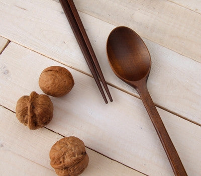 Otseuri Birch Wood Cutlery Set (2 Spoons + 2 Sets of Chopsticks)