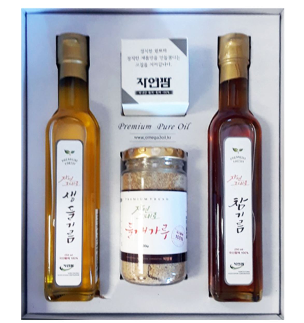 Nature Farm Gift Set (Cold-pressed Perilla Oil 250ml + Sesame Oil 250ml + Perilla Seed Powder 120ml)