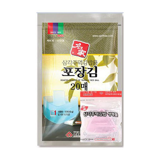 Myeongga Packaged Seaweed for Triangle Rice Balls 20 Sheets (Includes Triangle Rice Ball Mold) 20g