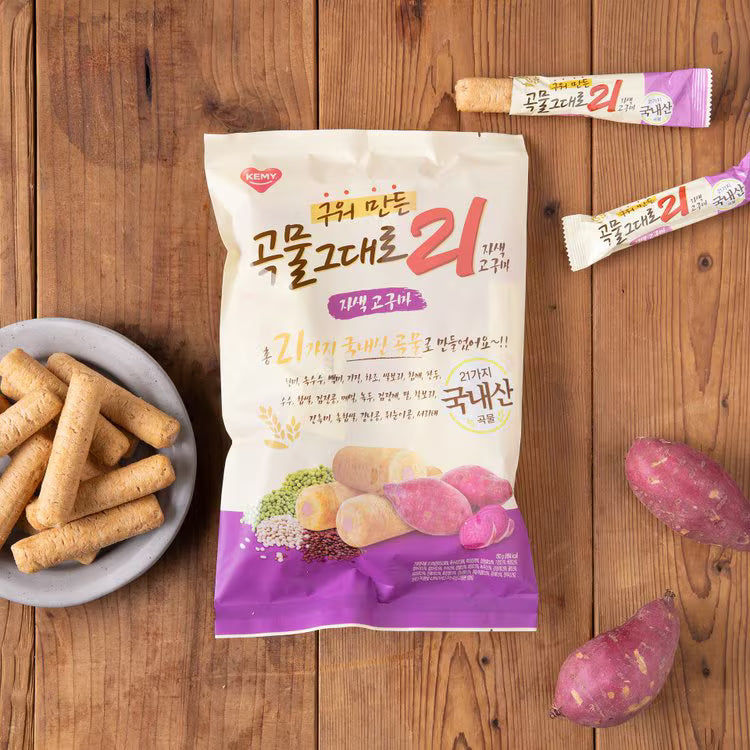 Baked Whole Grains 21 Crispy Roll 150g (Purple Sweet Potato)