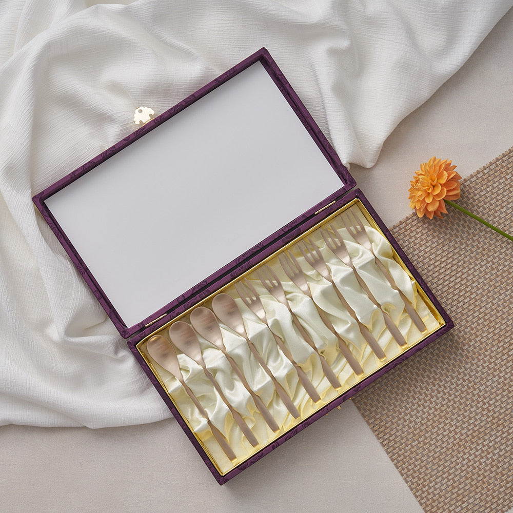 Brass Tray - Bangjja Yugi Teaspoon and Fork Set 10P