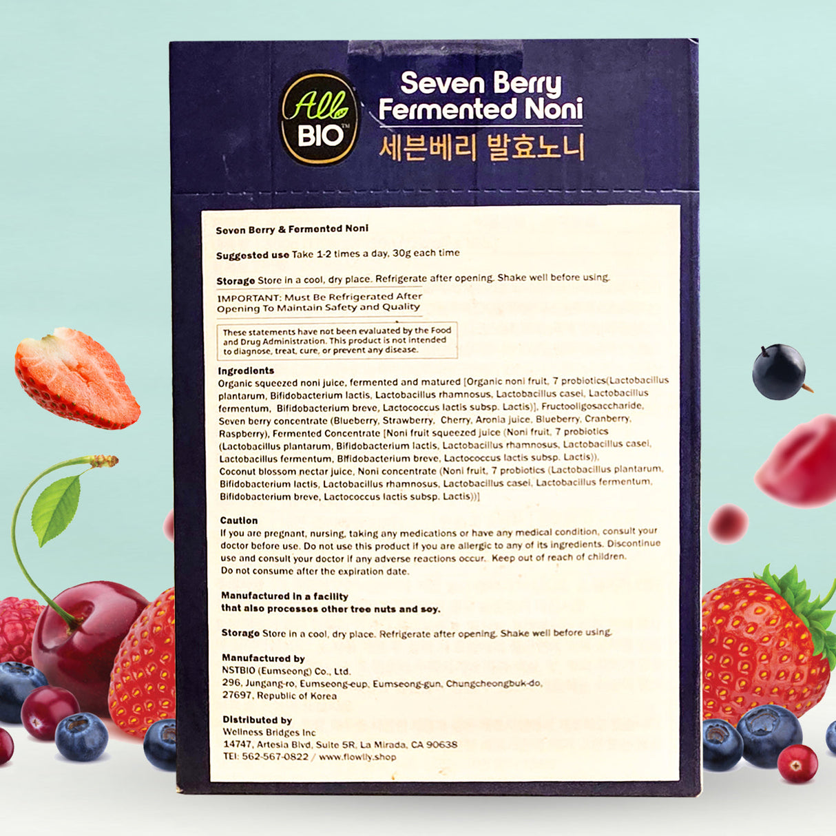 Allbio - Organic Seven Berry Fermented Noni 300g (30g x 10 packs) Expiration Date: May 15, 2027