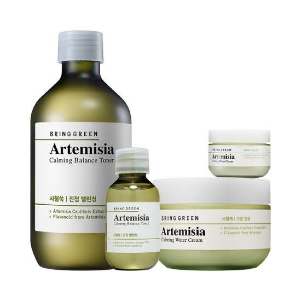 Bring Green Mugwort Calming Toner & Moisturizing Cream Set (Free Toner 30ml + Cream 10ml)
