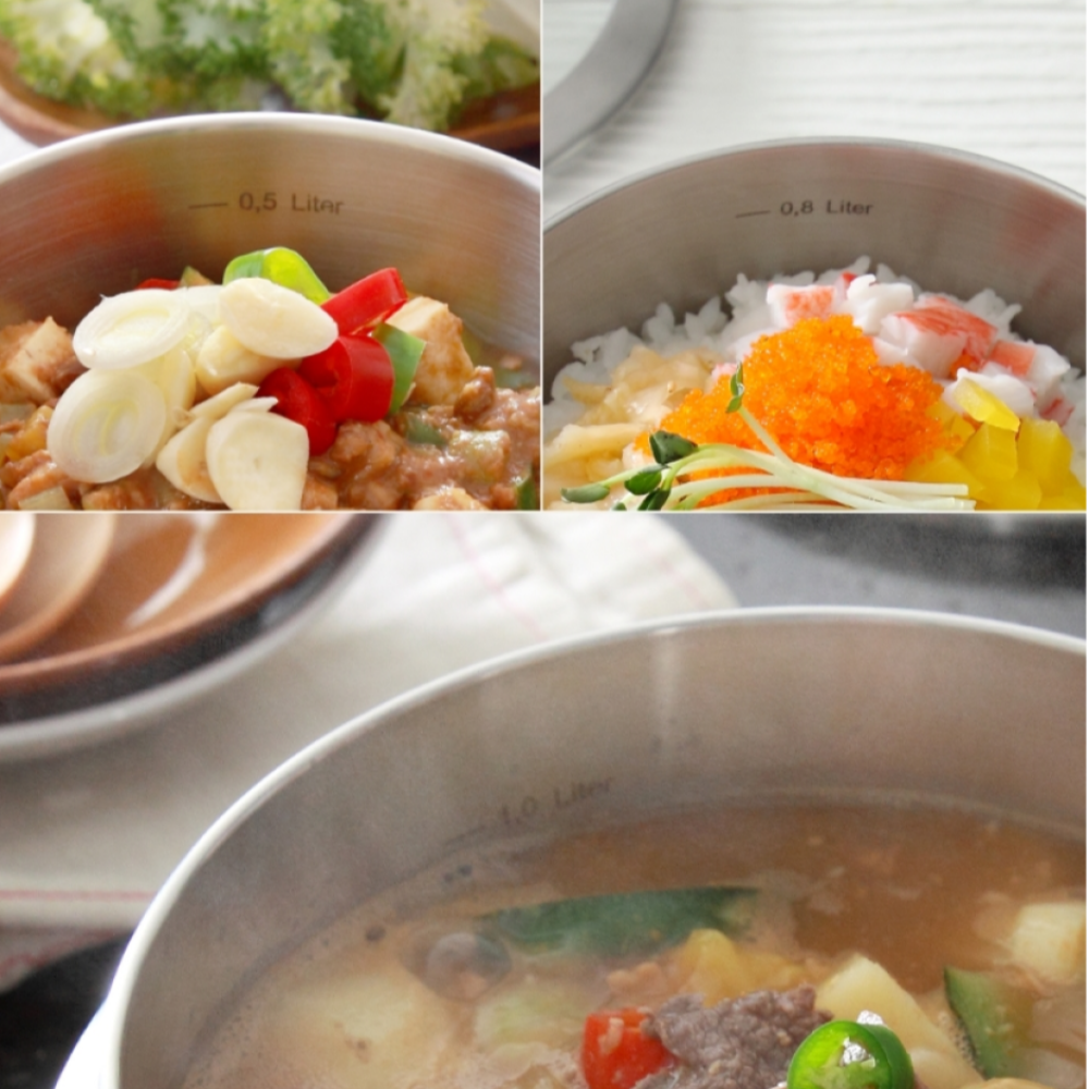 COOKEVER IH Traditional Stainless Triple Layered Ttukbaegi Multi Cooker 4 Piece Set