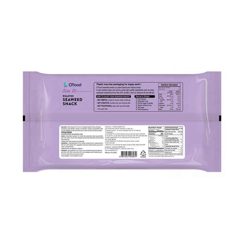 Chungjungone Olive Oil Traditional Seaweed (NO-TRAY) (4g x 9 packs)
