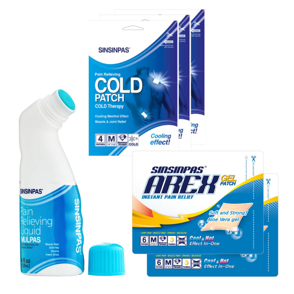 Shinshinpas SUMMER PACKAGE (Liquid Patch, Cold Patch, Gel Patch + Bonus Gift: 2 Medium Arex Sheets)