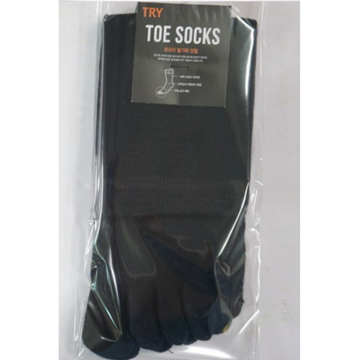 TRY Men's Basic Toe Socks Black 1 Pair (TMSDE12 260BK1)