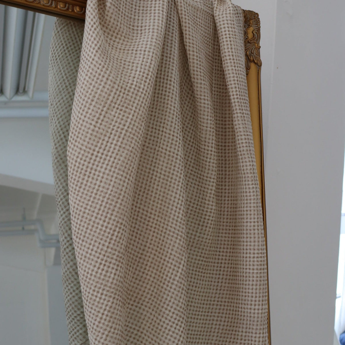Sentimental Trickholic Gingham Check Waffle Gauze Picot Lace Blanket (Select Size)