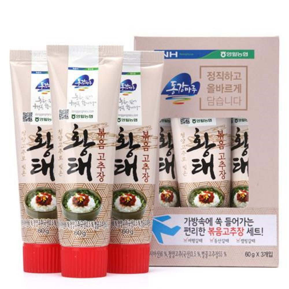 Donggang Maru Stir-Fried Gochujang with Dried Pollock 60g x 3 Tubes (EXP.DATE:09/28/2023)