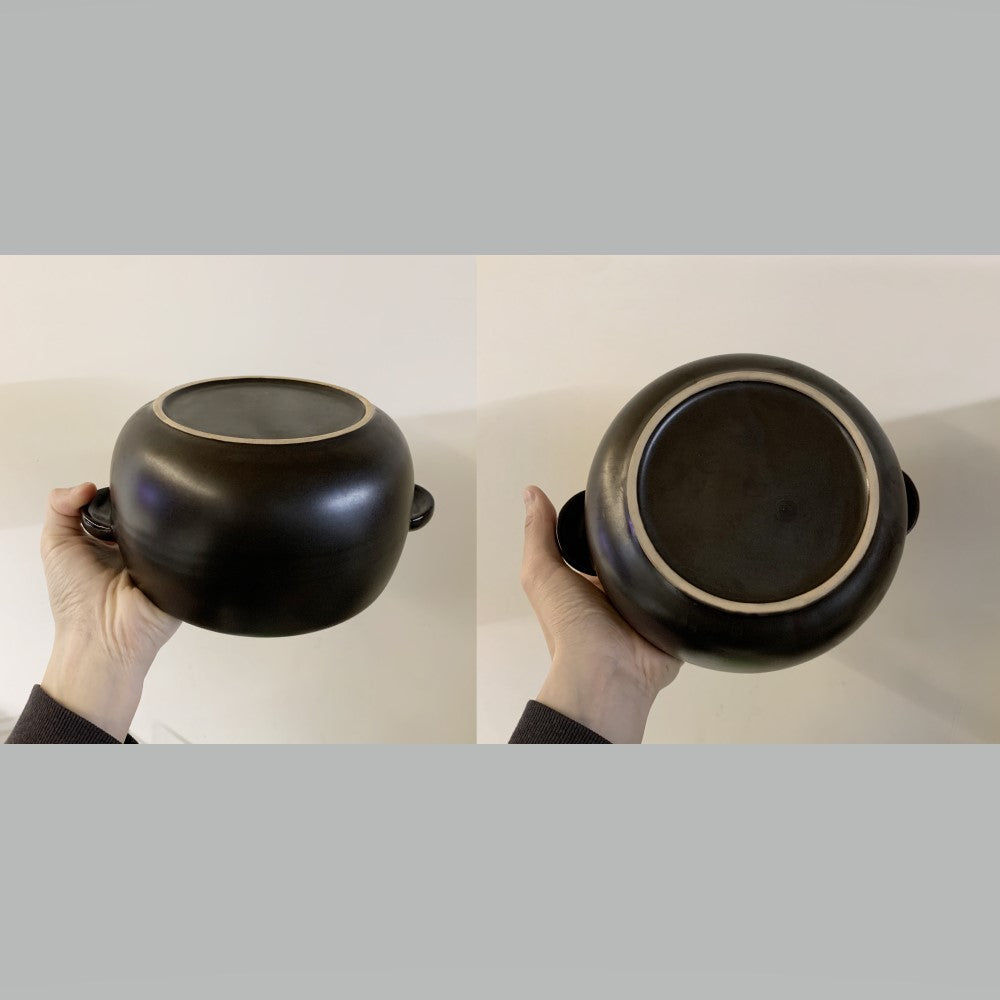 Dangozai Round Non-Cracked Ttukbaegi Earthenware Pot with Lid (Small)