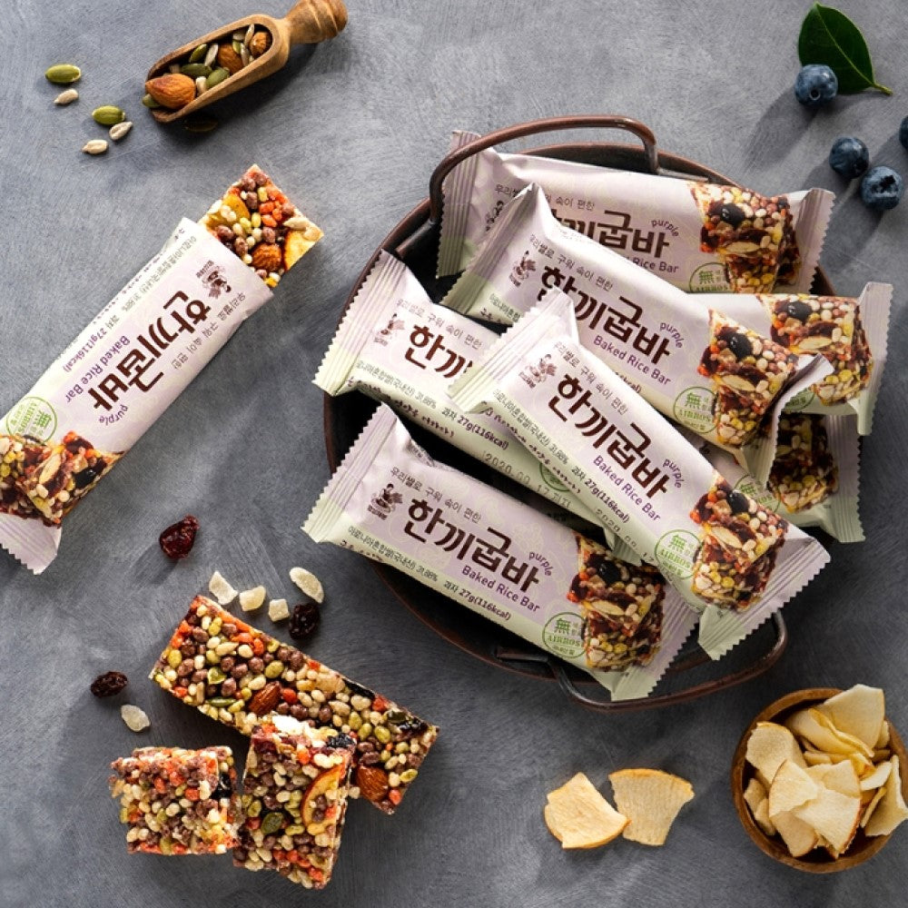 MYUNGSUNG Baked Rice Bar Purple 27g x 12 Bars in a box