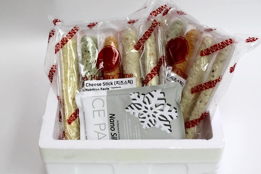 Seoul Mills cold packaging for the Big & Long Crab Meat Cheese Stick Collection.