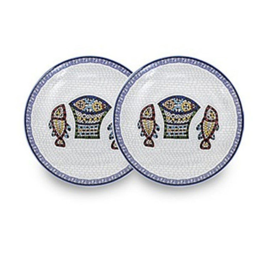 [Hankook Ceramic] Five Loaves and Two Fish Dessert Plate Set 2P Blue