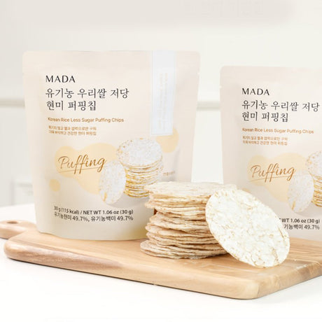 MADA Organic Korean Rice Low-Sugar Brown Rice Puffing Chips Original (30g) x 5 packs