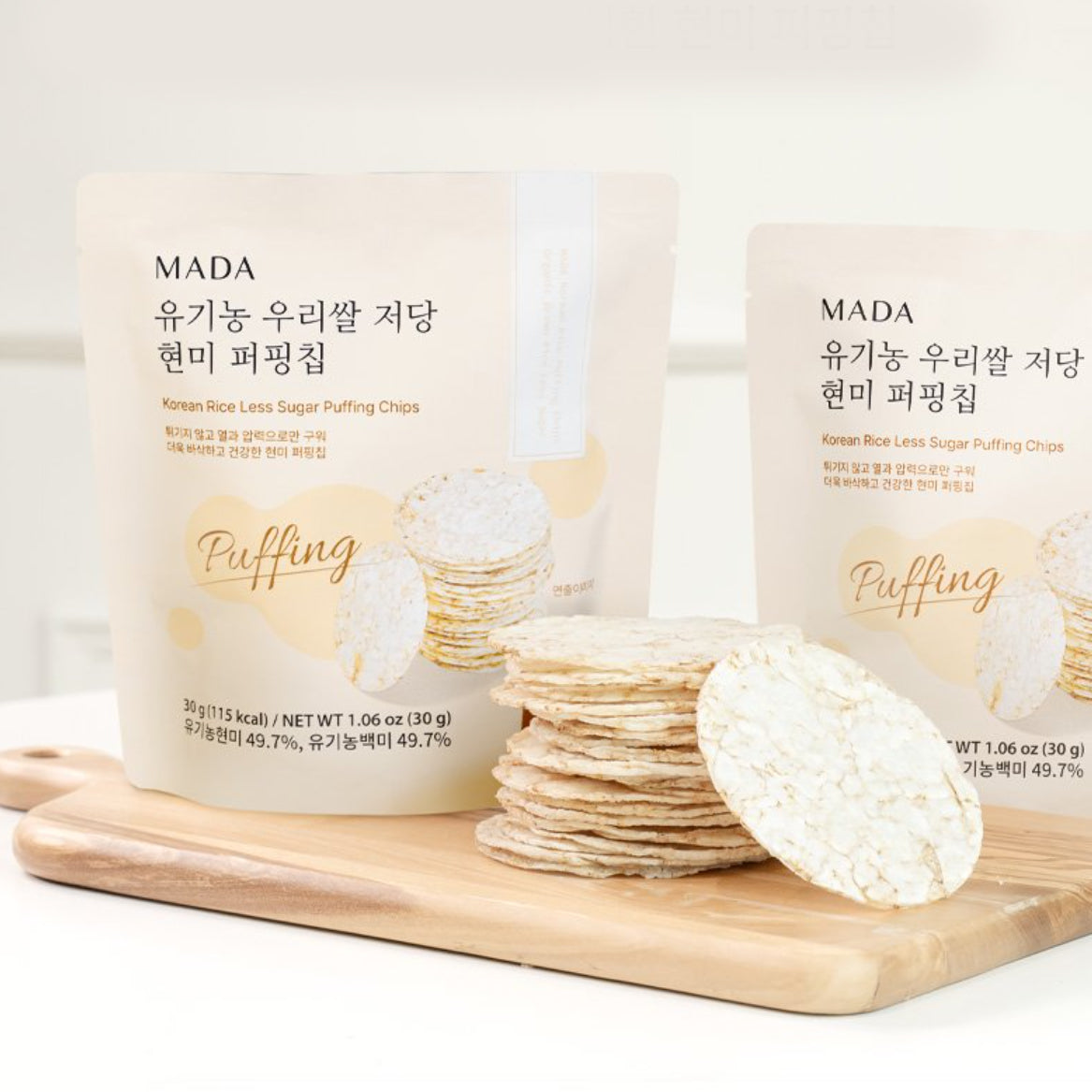 MADA Organic Brown Rice Puffed Chips — Low Sugar, Original (30 g) × 1 Bag