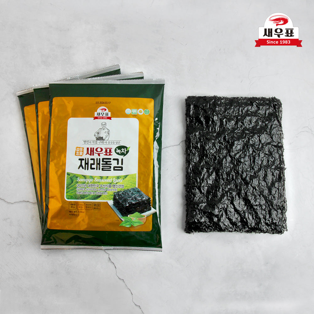 Saewoopyo Wando Green Tea Traditional Stone Seaweed Whole Sheet 30g (5 Packs)