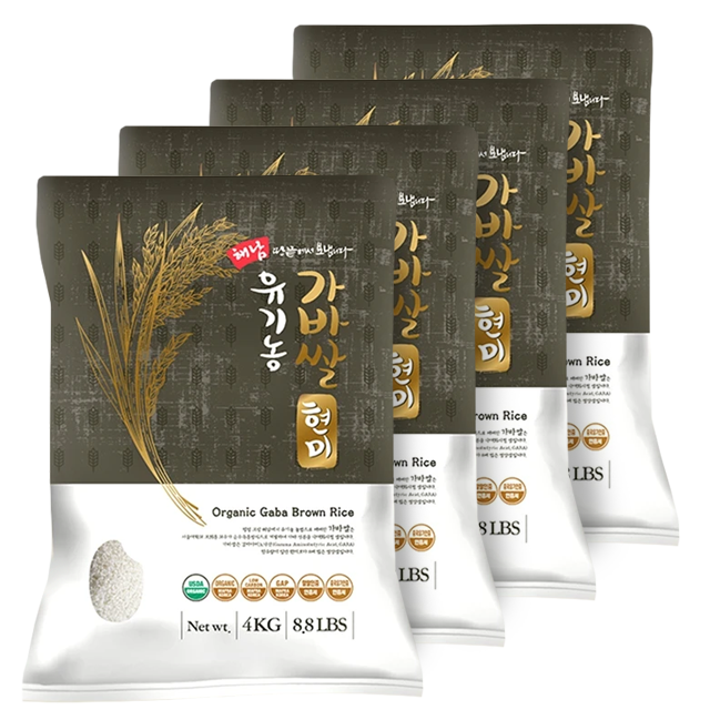 [SEPARATE FREE SHIPPING] Haenam Organic GABA Brown Rice 4kg x 4 bags (Milled Date: 12/26/2025)