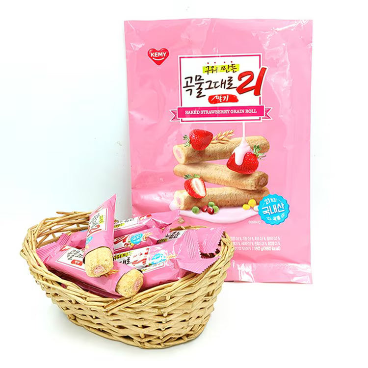 Baked Whole Grain 21 Crispy Roll 150g (Strawberry)