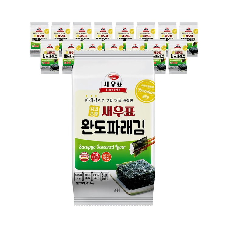 Saewoopyo Wando Green Laver Lunchbox Seaweed (16 packs)