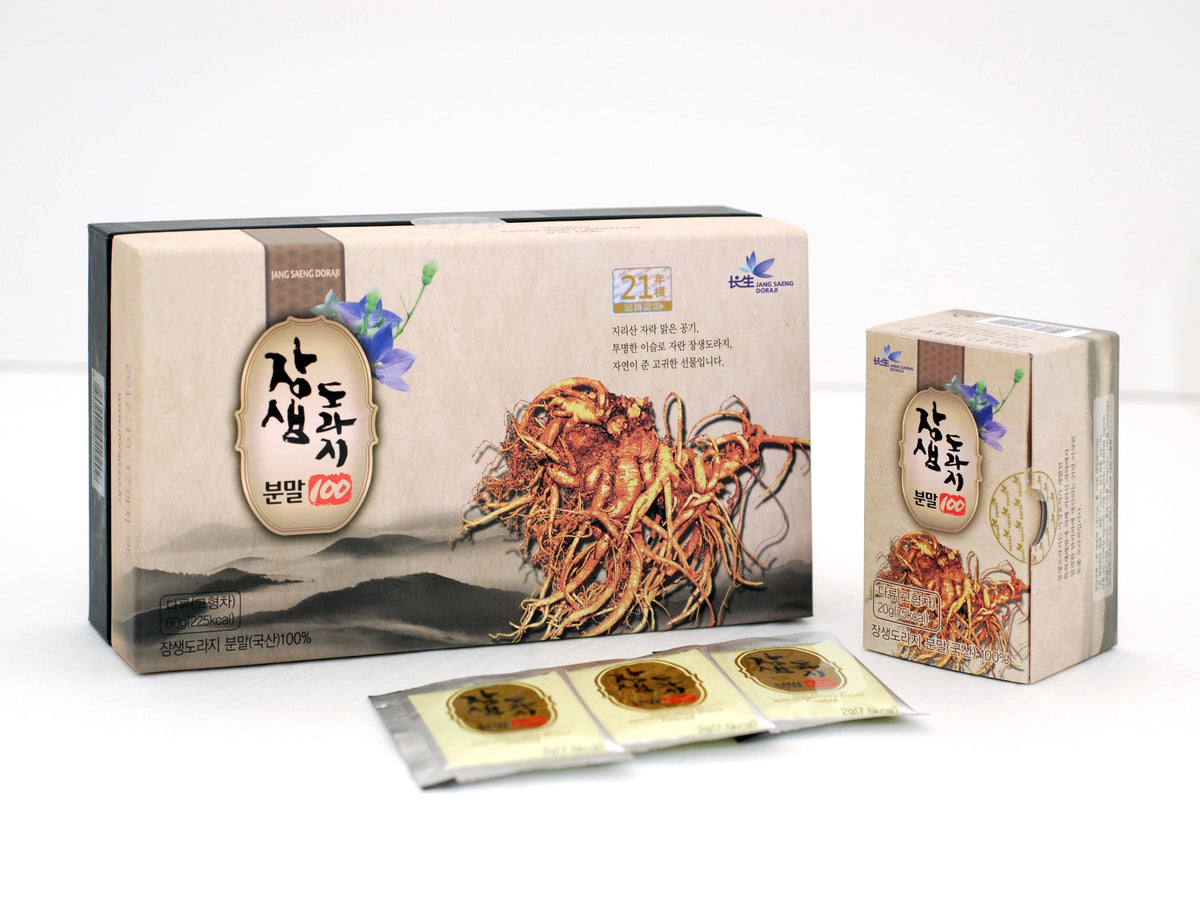 Jangsaeng Balloon Flower Root - 100% 21-Year-Old Powder 2g x 30 Packets <br>Expiration Date: March 2, 2024