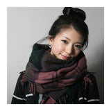 Wool check scarf (pink)