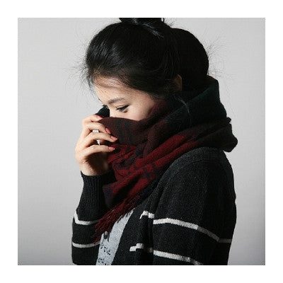 Wool check scarf (pink)