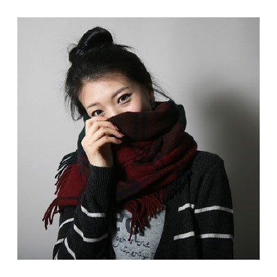 Wool check scarf (pink)