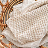 Sentimental Trickholic Gingham Check Waffle Gauze Picot Lace Blanket (Select Size)