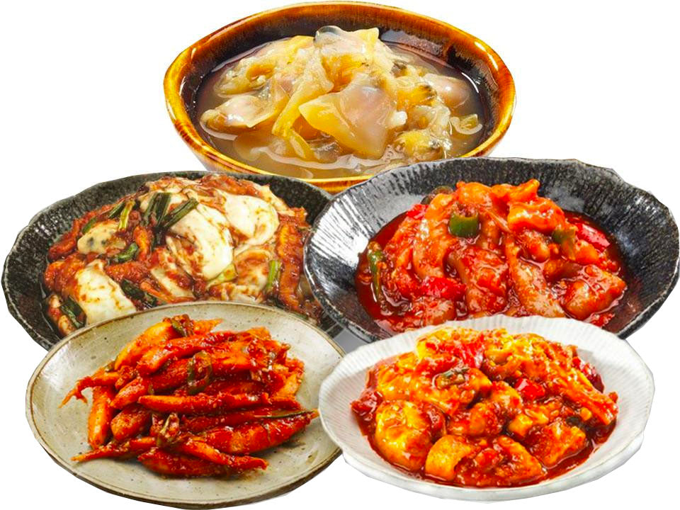 [Free Separate Shipping] Our Village Salted Seafood + Seasoned Vegetable 5-Piece Set (3 Salted Seafood + 2 Seasoned Vegetables)