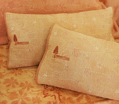 Yellow clay rayon cypress wood pillow