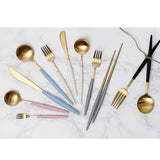 [Hankook Ceramic] Bogen Eiffel Gold 4-Piece Korean Cutlery Set (Spoon + Chopsticks + Fork + Knife) (Color Selection)