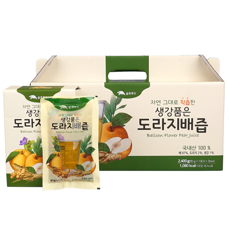 [Free Separate Shipping] Slow Food - Ginger-Infused Balloon Flower Root Pear Juice 80ml x 30 packs (4 boxes)