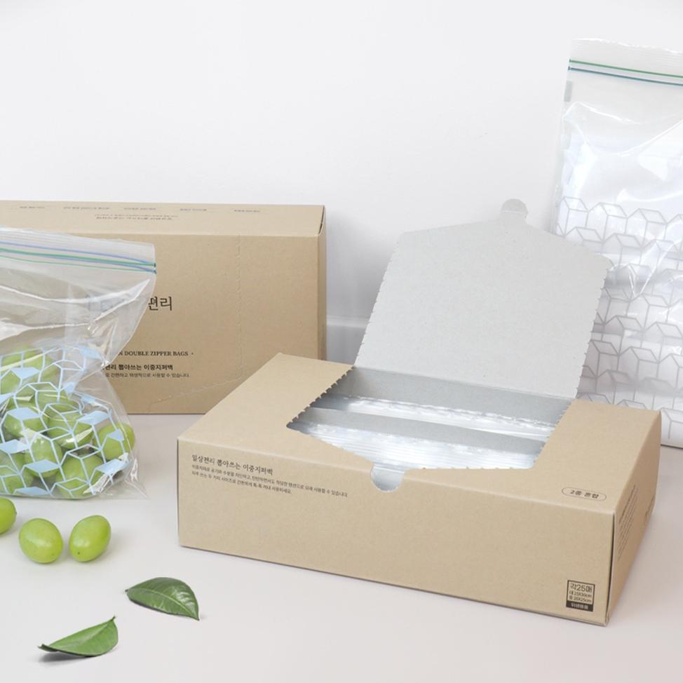 Everyday Convenient Pull-Out Double Zipper Bags Mixed (Medium 25 Sheets + Large 25 Sheets)