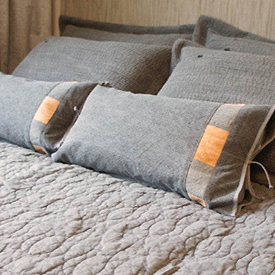 Charcoal patchwork buckwheat pillow