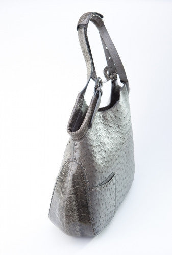[Homiga] Handmade handbag featuring a mix of ostrich and crocodile leather (OTL 279420)