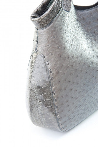 [Homiga] Handmade handbag featuring a mix of ostrich and crocodile leather (OTL 279420)