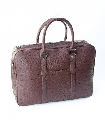[Homiga] Handmade Ostrich Leather Handbag (OT 2790B02 Nicotine)