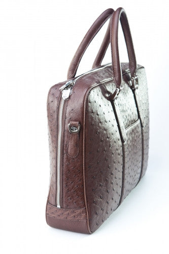 [Homiga] Handmade Ostrich Leather Handbag (OT 2790B02 Nicotine)