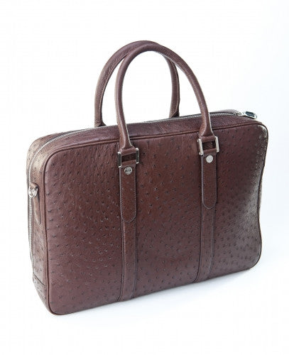 [Homiga] Handmade Ostrich Leather Handbag (OT 2790B02 Nicotine)