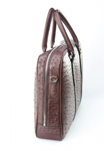 [Homiga] Handmade Ostrich Leather Handbag (OT 2790B02 Nicotine)