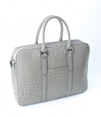 [Homiga] Handmade Ostrich Leather Handbag (OT 2790B20 Gray)