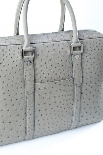[Homiga] Handmade Ostrich Leather Handbag (OT 2790B20 Gray)