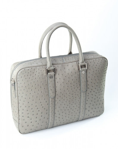 [Homiga] Handmade Ostrich Leather Handbag (OT 2790B20 Gray)
