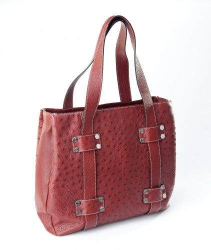 [Homiga] Handmade Ostrich Leather Handbag (OT 258762 Mahogany)