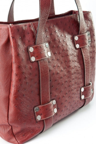 [Homiga] Handmade Ostrich Leather Handbag (OT 258762 Mahogany)