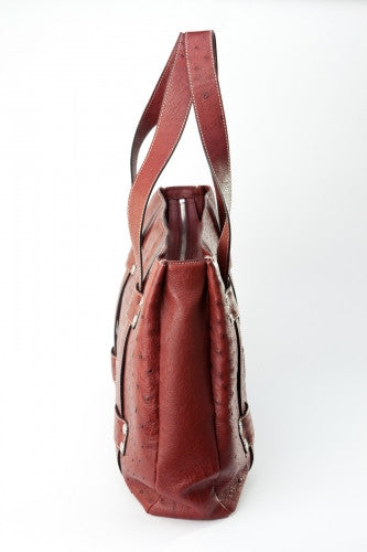 [Homiga] Handmade Ostrich Leather Handbag (OT 258762 Mahogany)
