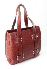 [Homiga] Handmade Ostrich Leather Handbag (OT 258762 Mahogany)