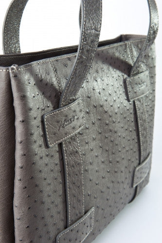[Homiga] Handmade Ostrich Leather Handbag (OT 258784 Antracite)