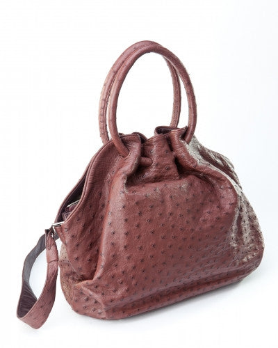 [Homiga] Handmade Ostrich Leather Handbag (OT 2063W66 Bordeaux)
